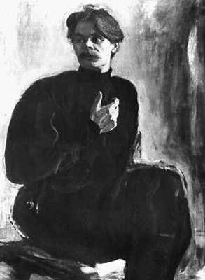 Живопись народов СССР 11 — нач. 20 вв. В. А. Серов. «М. Горький». 1904. Музей А. М. Горького, Москва.